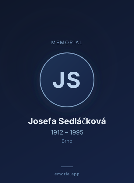 Memorial portrait of Josefa Sedláčková