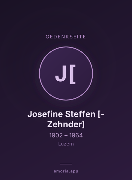 Gedenkportrait von Josefine Steffen [-Zehnder]
