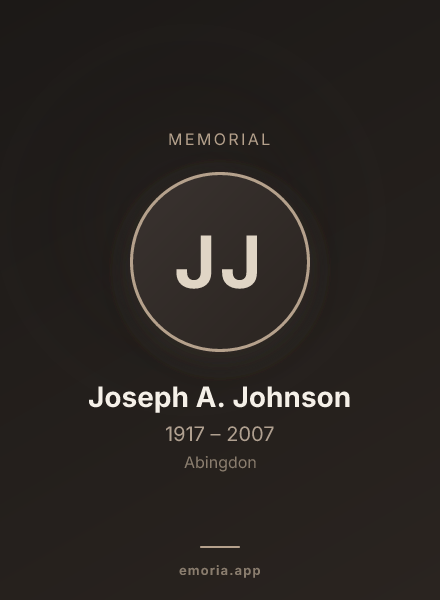 Memorial portrait of Joseph A. Johnson
