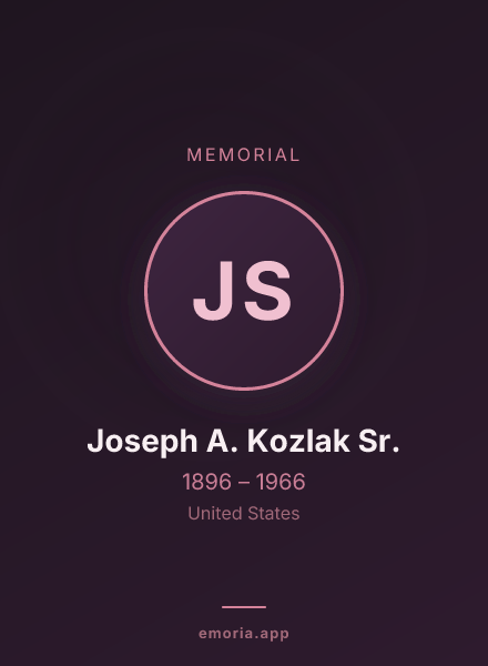Memorial portrait of Joseph A. Kozlak Sr.