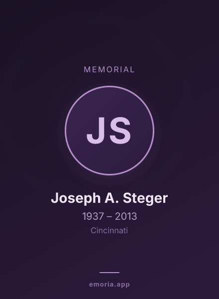 Memorial portrait of Joseph A. Steger