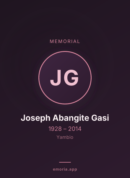 Memorial portrait of Joseph Abangite Gasi