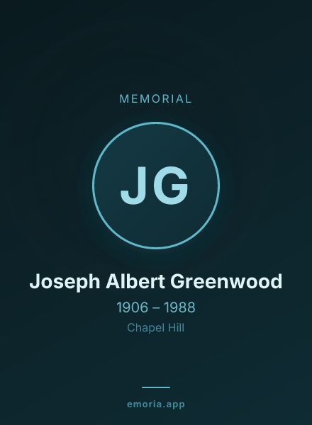 Memorial portrait of Joseph Albert Greenwood