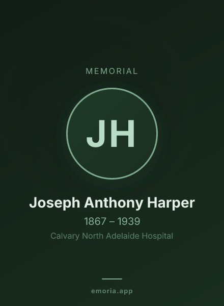 Memorial portrait of Joseph Anthony Harper