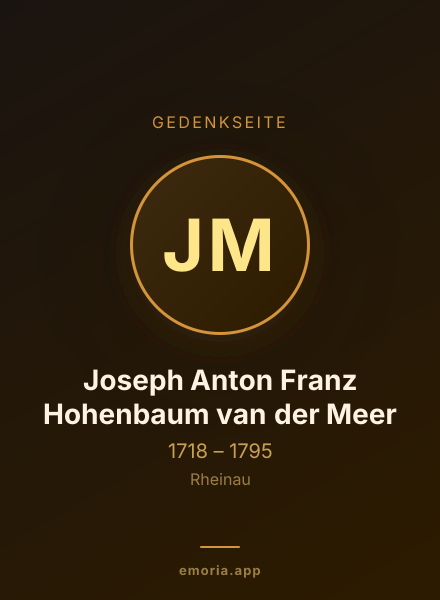 Gedenkportrait von Joseph Anton Franz Hohenbaum van der Meer