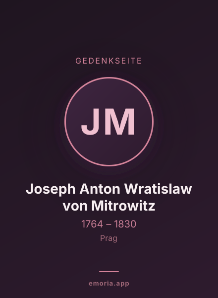 Gedenkportrait von Joseph Anton Wratislaw von Mitrowitz