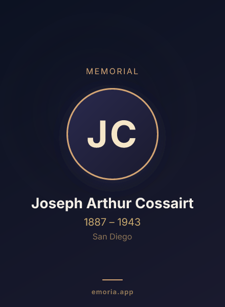 Memorial portrait of Joseph Arthur Cossairt