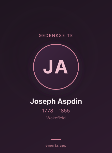 Gedenkportrait von Joseph Aspdin