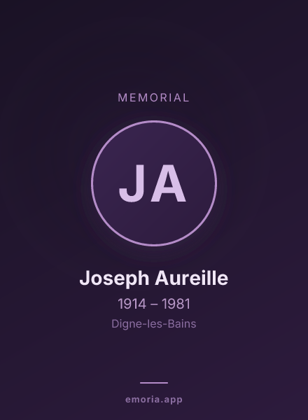 Memorial portrait of Joseph Aureille