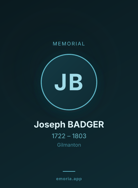 Memorial portrait of Joseph BADGER