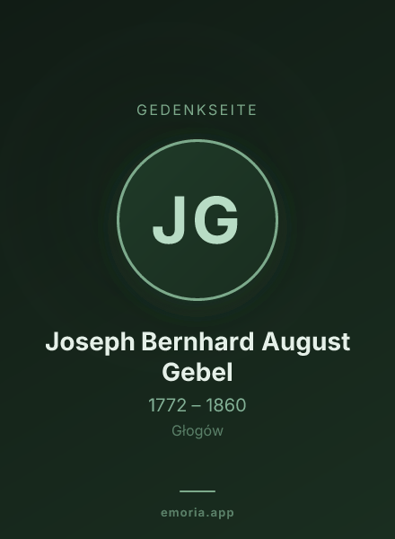 Gedenkportrait von Joseph Bernhard August Gebel