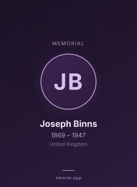 Memorial portrait of Joseph Binns