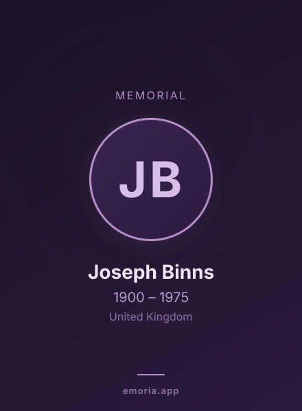 Memorial portrait of Joseph Binns