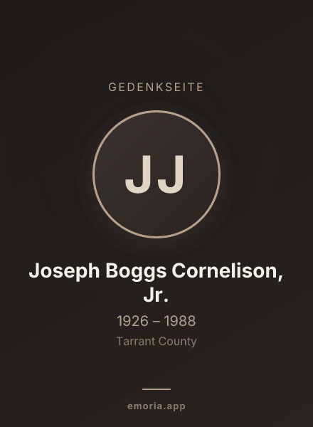 Gedenkportrait von Joseph Boggs Cornelison, Jr.