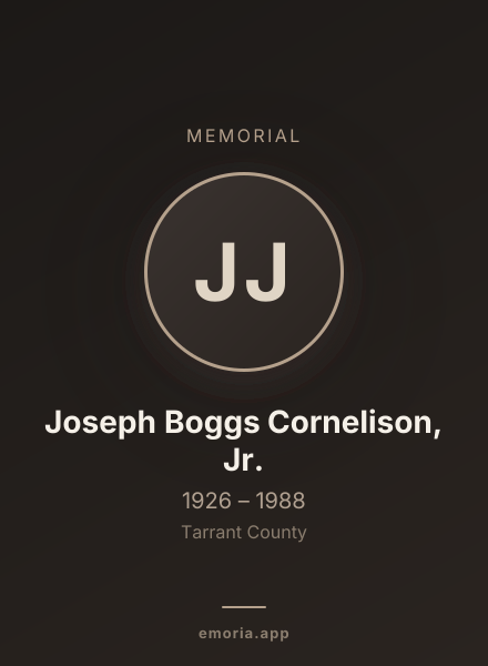 Memorial portrait of Joseph Boggs Cornelison, Jr.