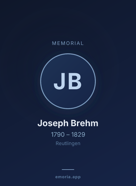 Memorial portrait of Joseph Brehm