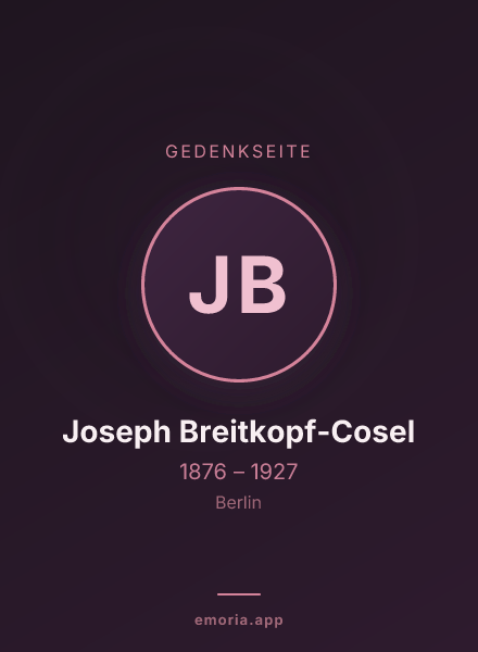 Gedenkportrait von Joseph Breitkopf-Cosel