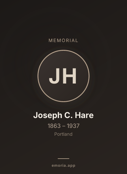 Memorial portrait of Joseph C. Hare