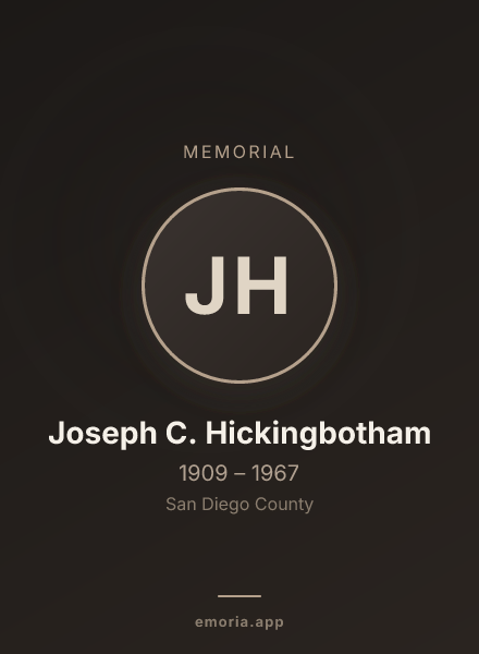 Memorial portrait of Joseph C. Hickingbotham