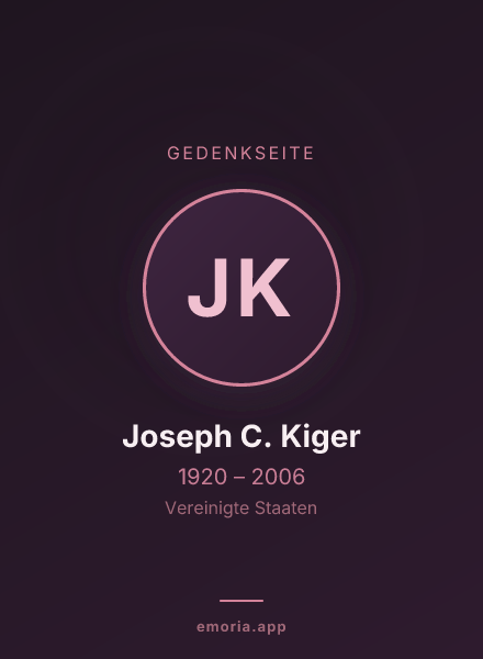 Gedenkportrait von Joseph C. Kiger