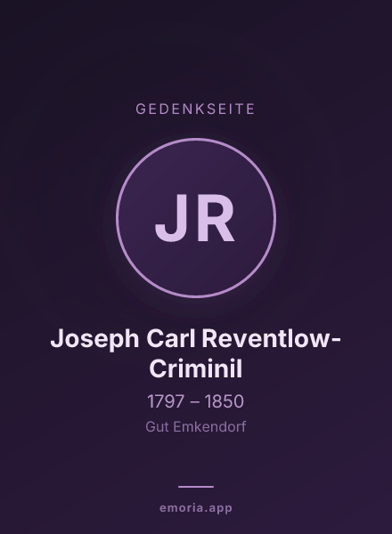Gedenkportrait von Joseph Carl Reventlow-Criminil