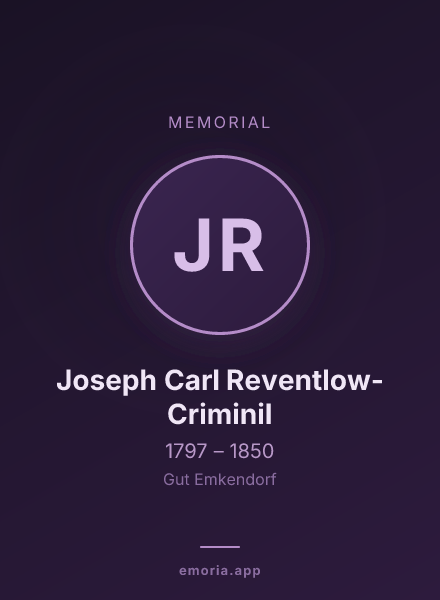 Memorial portrait of Joseph Carl Reventlow-Criminil