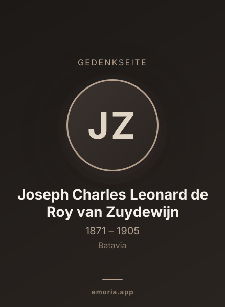 Gedenkportrait von Joseph Charles Leonard de Roy van Zuydewijn