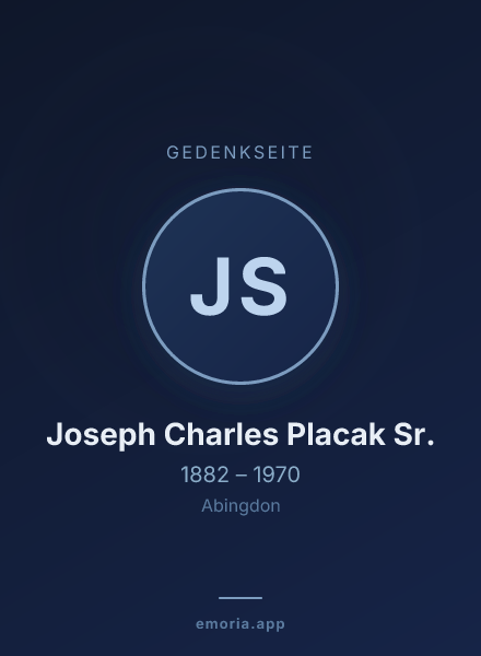 Gedenkportrait von Joseph Charles Placak Sr.