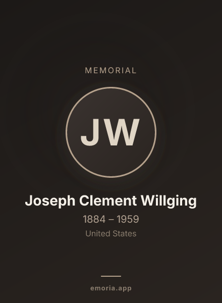 Memorial portrait of Joseph Clement Willging