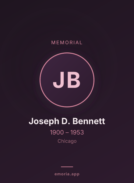 Memorial portrait of Joseph D. Bennett
