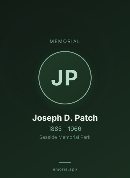 Memorial portrait of Joseph D. Patch