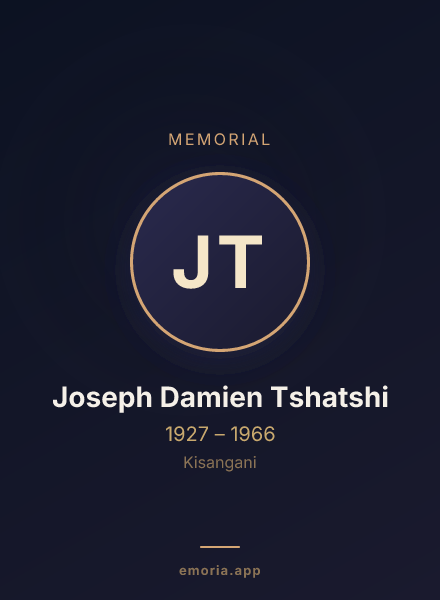 Memorial portrait of Joseph Damien Tshatshi