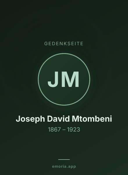 Gedenkportrait von Joseph David Mtombeni