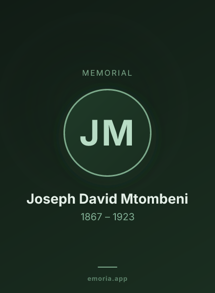Memorial portrait of Joseph David Mtombeni