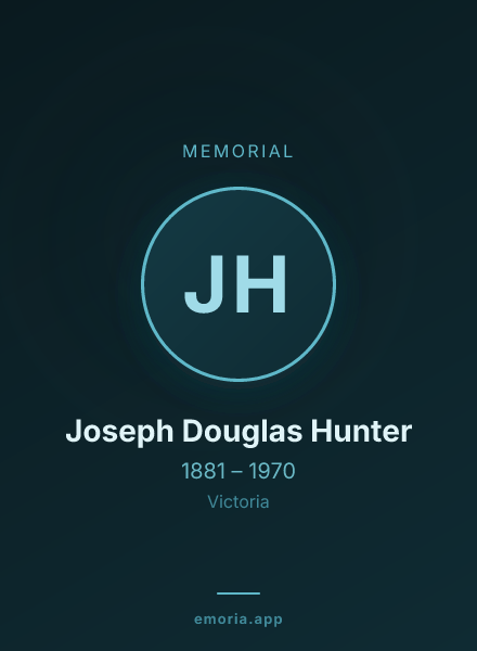 Memorial portrait of Joseph Douglas Hunter