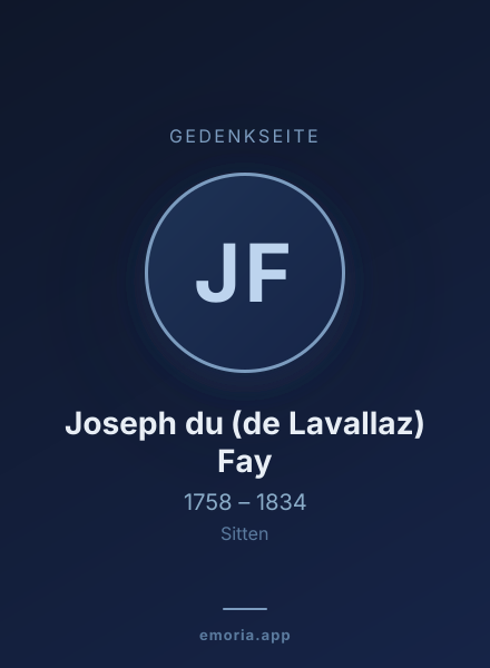 Gedenkportrait von Joseph du (de Lavallaz) Fay