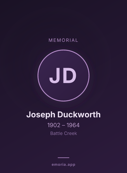 Memorial portrait of Joseph Duckworth