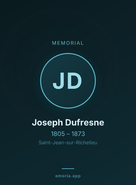 Memorial portrait of Joseph Dufresne