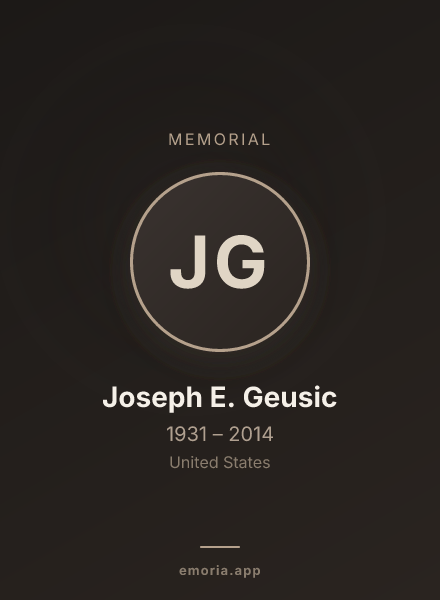 Memorial portrait of Joseph E. Geusic
