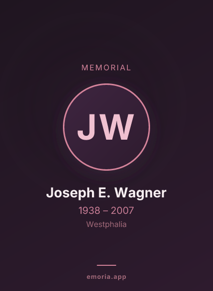 Memorial portrait of Joseph E. Wagner