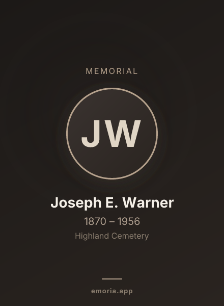 Memorial portrait of Joseph E. Warner