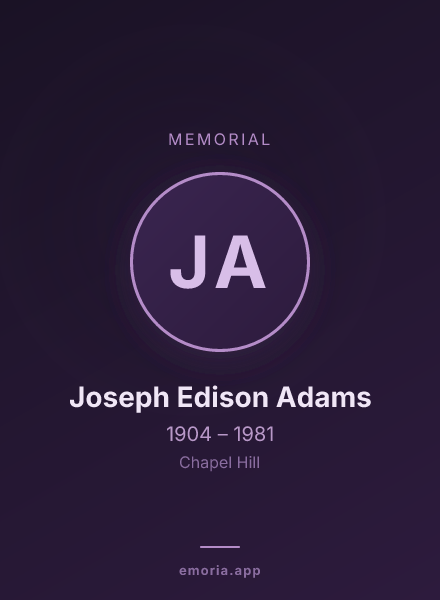 Memorial portrait of Joseph Edison Adams