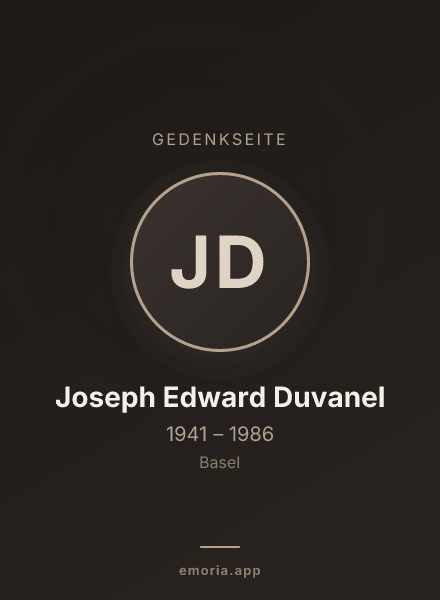 Gedenkportrait von Joseph Edward Duvanel