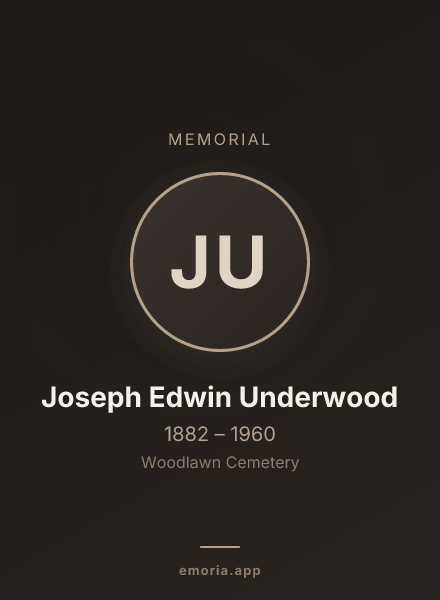 Memorial portrait of Joseph Edwin Underwood