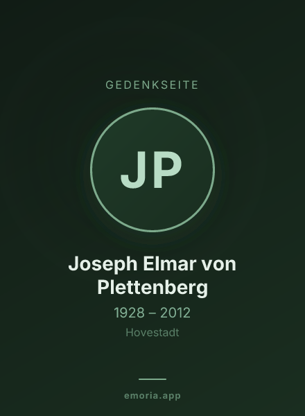 Gedenkportrait von Joseph Elmar von Plettenberg