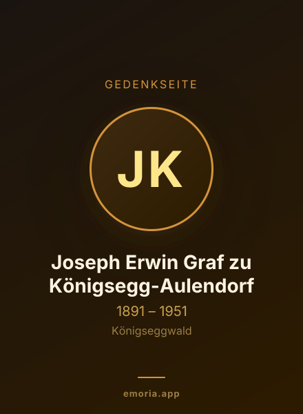 Gedenkportrait von Joseph Erwin Graf zu Königsegg-Aulendorf