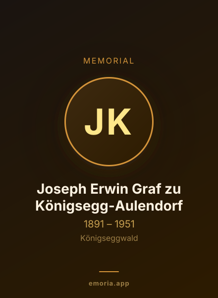 Memorial portrait of Joseph Erwin Graf zu Königsegg-Aulendorf