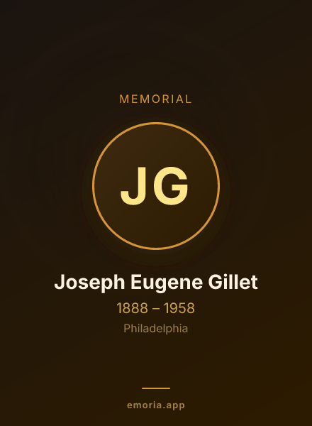 Memorial portrait of Joseph Eugene Gillet