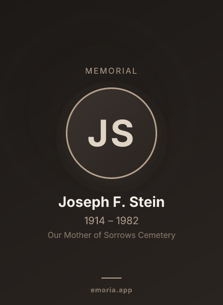 Memorial portrait of Joseph F. Stein