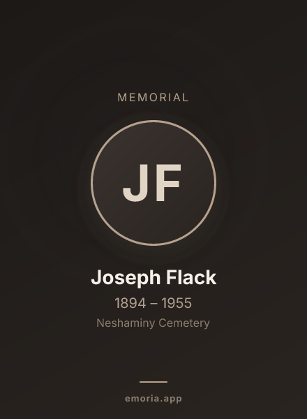 Memorial portrait of Joseph Flack